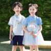 Chinese Style Baby Girl's Dress Short Sleeve Vintage Hanfu Dress Blue  Princess Dress Kids Modern Hanfu for Customize Name - Image 2