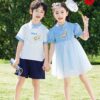 Chinese Style Baby Girl's Dress Short Sleeve Vintage Hanfu Dress Blue  Princess Dress Kids Modern Hanfu for Customize Name - Image 11