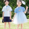 Chinese Style Baby Girl's Dress Short Sleeve Vintage Hanfu Dress Blue  Princess Dress Kids Modern Hanfu for Customize Name - Image 10