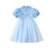 Chinese Style Baby Girl's Dress Short Sleeve Vintage Hanfu Dress Blue  Princess Dress Kids Modern Hanfu for Customize Name - Image 8